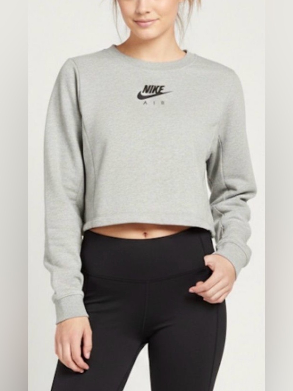 Nike Air Gray Long Sleeve Cropped Sweatshirt Size Medium